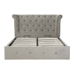 Grey Brushed Velvet Ottoman King Bed - Edison