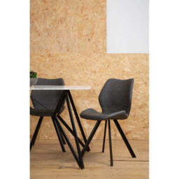 White Marble Effect Top and Metal Legs Dining Table with Faux Leather 6 Grey Chairs Set, Weston - thumbnail 4