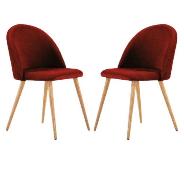 Lucia Velvet Dining Chair Or Dressing Table Chair - Red / Set of 2