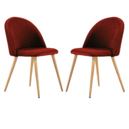 Lucia Velvet Dining Chair Or Dressing Table Chair - Red / Set of 2