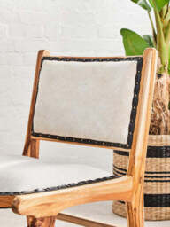 Kendari Natural Leather and Teak Wood Dining Chair - thumbnail 4