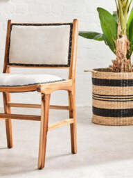 Kendari Natural Leather and Teak Wood Dining Chair - thumbnail 5
