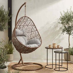Brown Rattan Hanging Chair - Goa - thumbnail 3