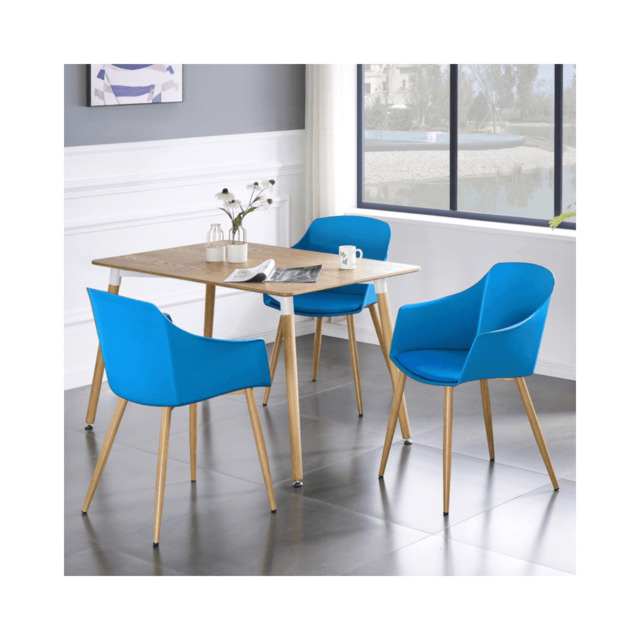 Eden Halo Dining Set - an Oak Dining Table and Set of 4 Dining Chairs - Blue