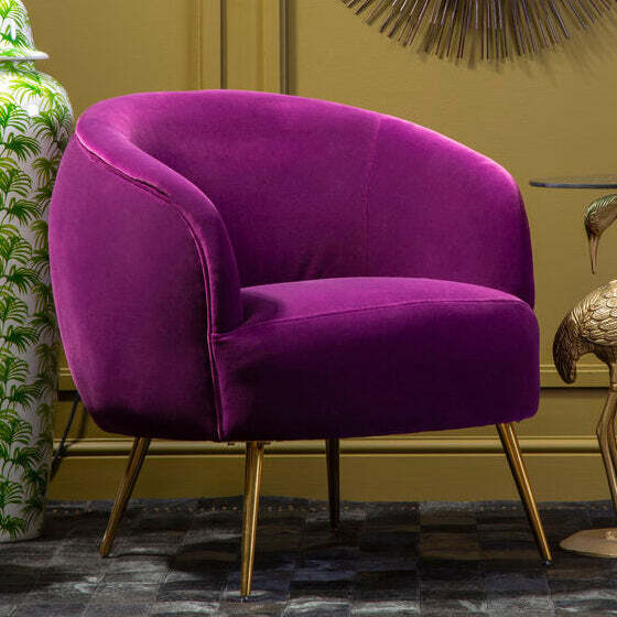 Manhattan Purple Velvet Curved Accent Chair - image 1