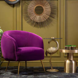 Manhattan Purple Velvet Curved Accent Chair - thumbnail 3