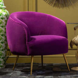 Manhattan Purple Velvet Curved Accent Chair - thumbnail 1
