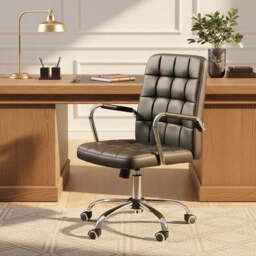 Brent Black Tufted Home Office Chair - thumbnail 1
