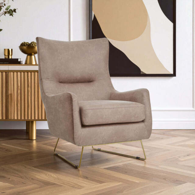 Henry Light Brown Faux Leather Armchair - image 1