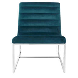 Vogue Teal Velvet Curving Profile Lounge Chair - thumbnail 2