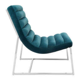 Vogue Teal Velvet Curving Profile Lounge Chair - thumbnail 4