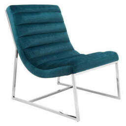Vogue Teal Velvet Curving Profile Lounge Chair - thumbnail 3