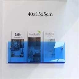 Floating Acrylic Magazine Holder - Light Blue 40x15x5 cm