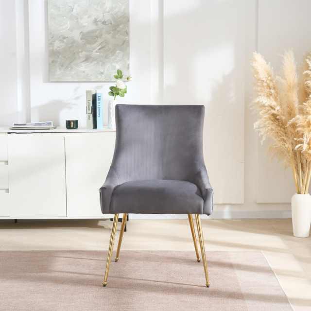 Viviana Velvet Dining Chair – Gold Legs, Ring Handle & Modern Accent - image 1