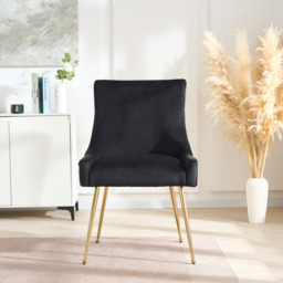 Viviana Velvet Dining Chair – Gold Legs, Ring Handle & Modern Accent - thumbnail 3
