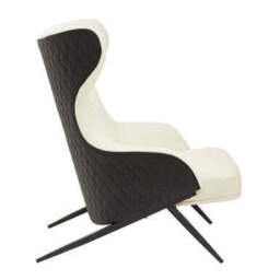 Kiev Ivory and Black Leather Effect Armchair - thumbnail 4