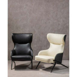 Kiev Ivory and Black Leather Effect Armchair - thumbnail 3