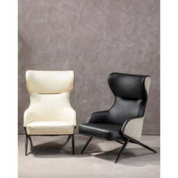 Kiev Ivory and Black Leather Effect Armchair - thumbnail 6