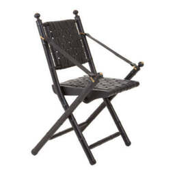Kendari Black Strapped Leather And Black Teak Wood Chair - thumbnail 2