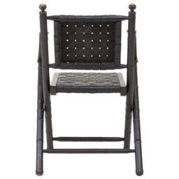 Kendari Black Strapped Leather And Black Teak Wood Chair - thumbnail 4