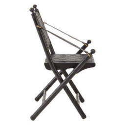 Kendari Black Strapped Leather And Black Teak Wood Chair - thumbnail 3