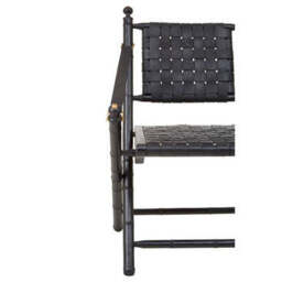 Kendari Black Strapped Leather And Black Teak Wood Chair - thumbnail 6
