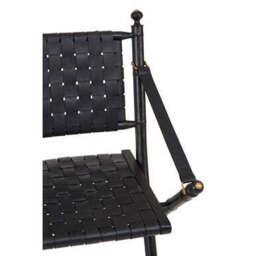 Kendari Black Strapped Leather And Black Teak Wood Chair - thumbnail 5