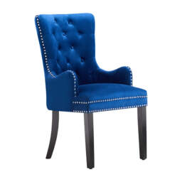 Windsor LUX Velvet Dining Chair (with armrests) - Blue / Single