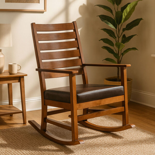Relax Brown Leather Effect Rocking Chair - image 1