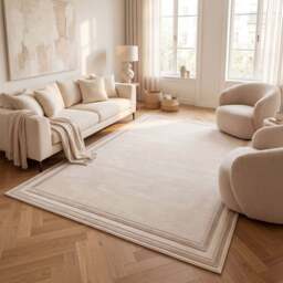 Carmel Cream-Beige Bordered Rug - 6060 - thumbnail 2