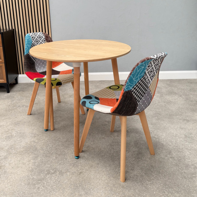 Patchwork Halo Dining Table Set - Set of 2 Patchwork Retro Chairs & a Halo Dining Table - image 1