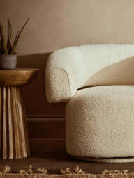 Oliveto Ivory Boucle Curved Swivel Armchair - thumbnail 6