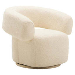 Oliveto Ivory Boucle Curved Swivel Armchair - thumbnail 3