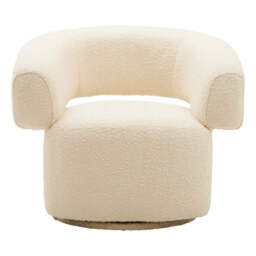 Oliveto Ivory Boucle Curved Swivel Armchair - thumbnail 2