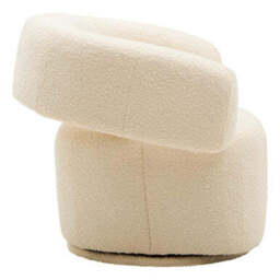 Oliveto Ivory Boucle Curved Swivel Armchair - thumbnail 4