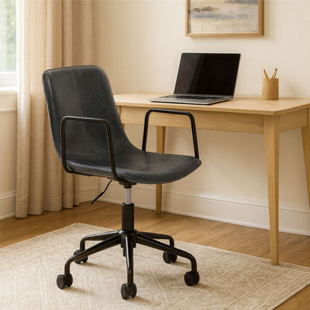 Grey Leather Effect Home Office Chair - Branson - image 1