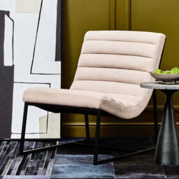 Vogue Ivory Velvet Channel Tufting Lounge Chair - thumbnail 1