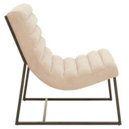 Vogue Ivory Velvet Channel Tufting Lounge Chair - thumbnail 4