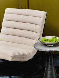 Vogue Ivory Velvet Channel Tufting Lounge Chair - thumbnail 6