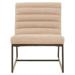 Vogue Ivory Velvet Channel Tufting Lounge Chair - thumbnail 2