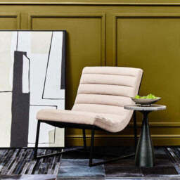 Vogue Ivory Velvet Channel Tufting Lounge Chair - thumbnail 3