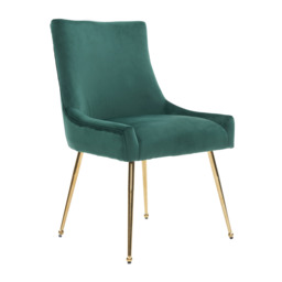 Viviana Velvet Dining Chair – Gold Legs, Ring Handle & Modern Accent - Green / Single