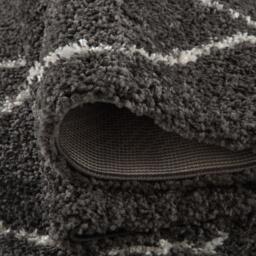 Moroccan Dark Grey Shaggy Rug - 840 - thumbnail 3