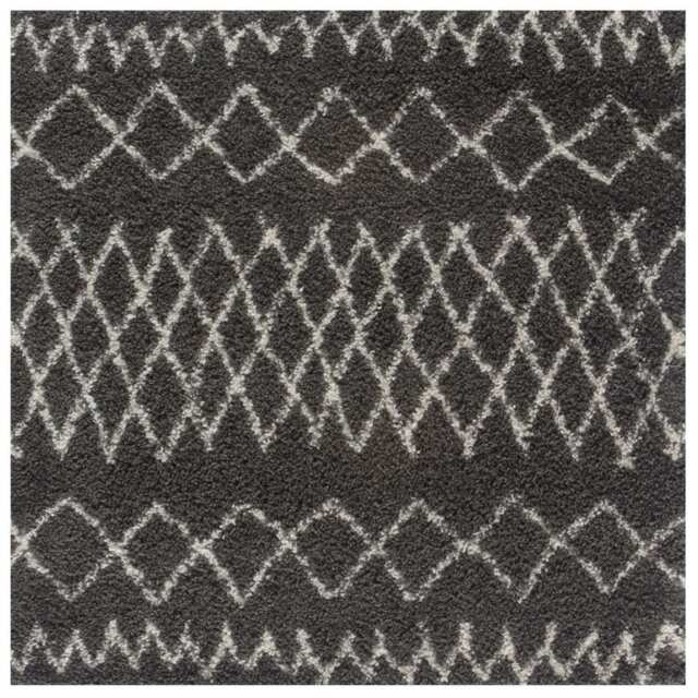 Moroccan Dark Grey Shaggy Rug - 940 - 120X120 cm
