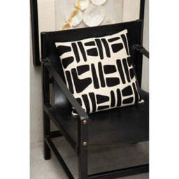 Kendari Black Leather and Teak Wood Frame Armchair - thumbnail 5