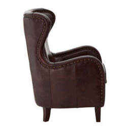 Victor Brown Leather Wingback Lounge Chair - thumbnail 6