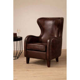 Victor Brown Leather Wingback Lounge Chair - thumbnail 5