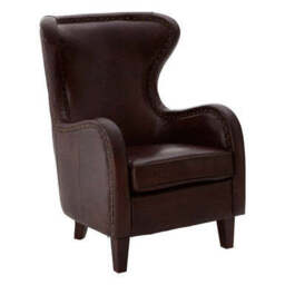 Victor Brown Leather Wingback Lounge Chair - thumbnail 4