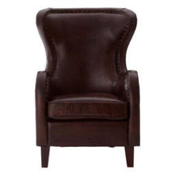 Victor Brown Leather Wingback Lounge Chair - thumbnail 2