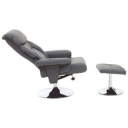 Denton Grey Leather Effect Recliner Chair with Footstool - thumbnail 5